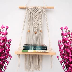 HK HANDICRAFT 12 inches Macrame Wall Hanging Wooden Shelf Price in ...