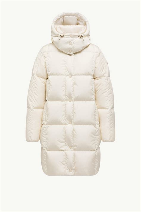 White Litte Square-Quilted Hooded Long Down Jacket - Long Jackets ...