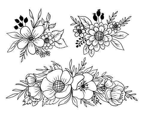 Flowers Black And White Clipart