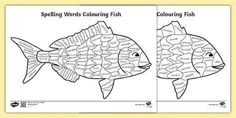 Year 3 and 4 Statutory Spelling Words Colouring Fish Worksheet - - Year 2