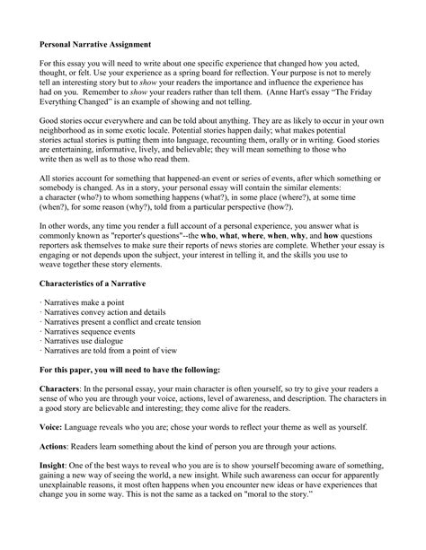 Image result for Personal Narrative Argument Essay Examples