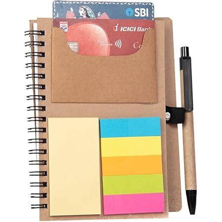 Amazon Brand - Solimo Notepad/Memo Book with Sticky Notes & Clip Holder ...