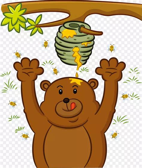 偷吃蜂蜜的棕熊PNG图片素材下载_图片编号gybnvmny-免抠素材网