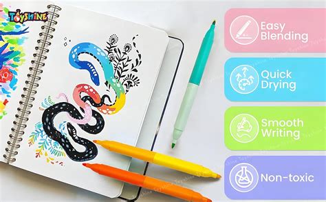 Toyshine Water Based Double Sided Markers with Case Twin Tip Coloring ...
