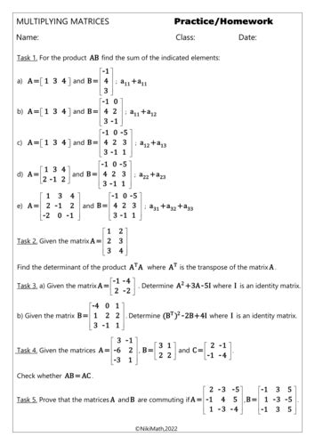 Image result for Multiplying Matrix Practice Problems