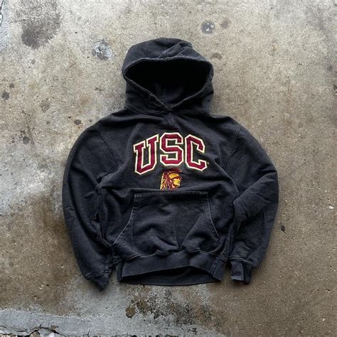 Vintage Grey and red USC hoodie with a sporty vibe... | Depop