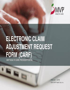 Fillable Online Electronic Claim Adjustment Requst Form CARF - MVP ...