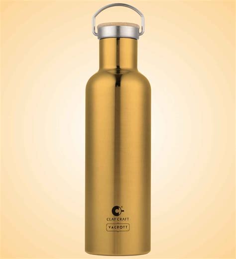 Buy 900 ml Vacbott Melissa Double Walled Leak Proof 24 Hours Hot and Cold Water Bottle (Gold) at ...