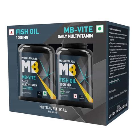 Buy MUSCLEBLAZE MB- VITE & FISH OIL 1000MG COMBO PACK (2 X 60 TABLETS ...