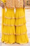 Buy Yellow Georgette Hand Embroidered Thread Deep V Neck Jacket Sharara ...