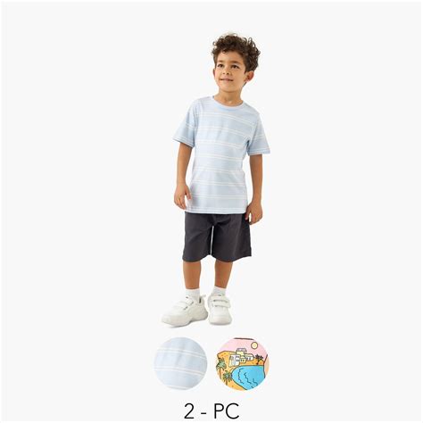 Buy Juniors Printed Crew Neck T-shirt with Short Sleeves - Set of 2 ...