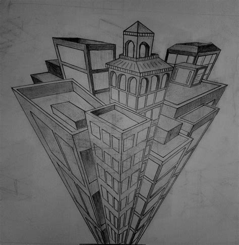 Pyramid Building Perspective Drawing