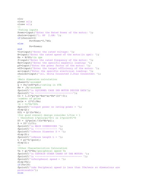Simulation of Motors - clc; clear all; close all; %% %Taking inputs ...