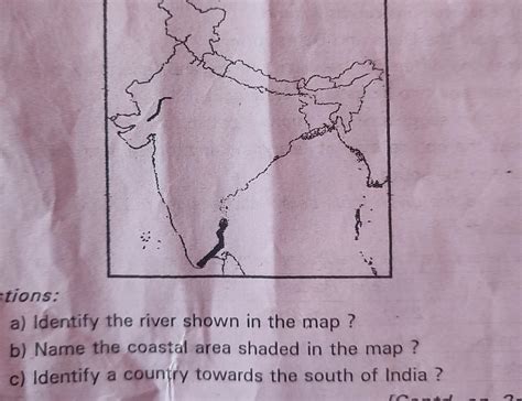 Questions: a) Identify the river shown in the map ? b) Name the coastal ...