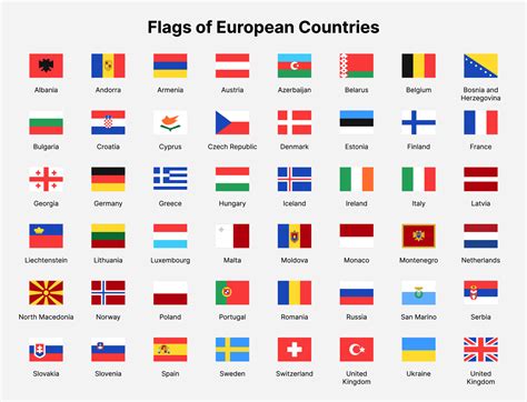 Europe countries flags. Flags of countries in Europe. 13709697 Vector Art at Vecteezy