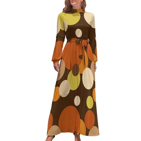 Big 70s polka dots brown Long Dress elegant dress Dresses gala ...