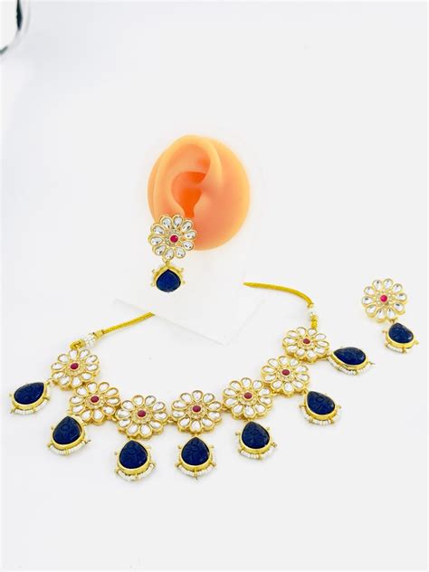 Purple Kundan Necklace set – Astikya