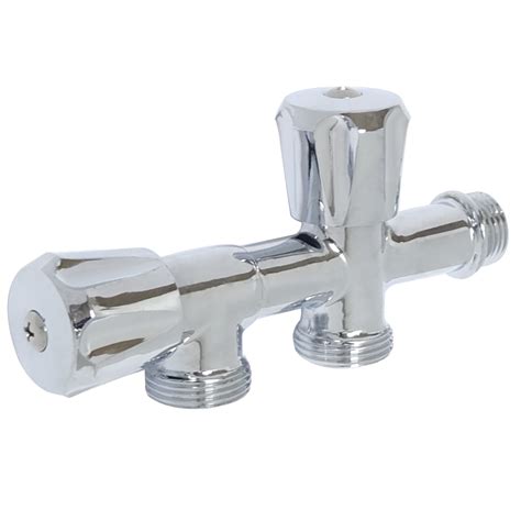 Кран за водопровод, кеклов, ъглов, двоен, 1/2"М, x 3/4"М, x 3/4"М, SFIT ...