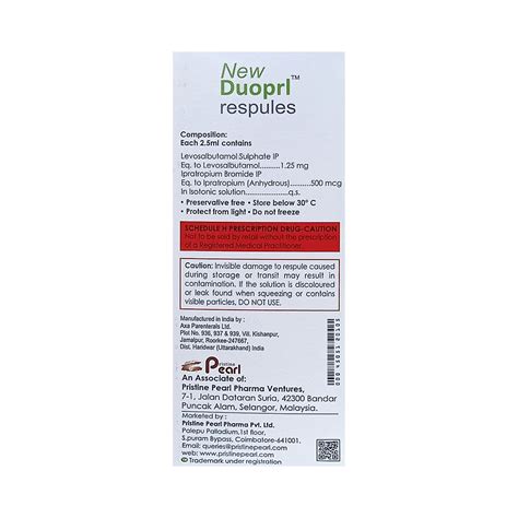 New Duoprl Respules (2.5ml Each) | 30 Minutes 24/7 Delivery