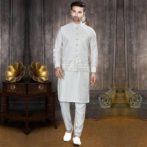 Elegance Timeless Cream Kurta Bandi Set – Suvidha Fashion
