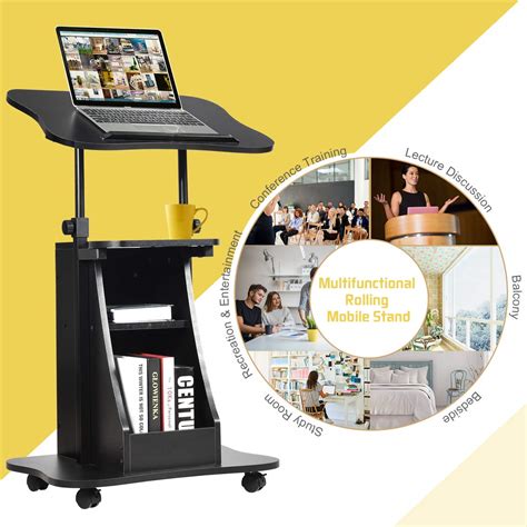 Tangkula Mobile Laptop Podium, Portable Height Adjustable Podium Stand ...