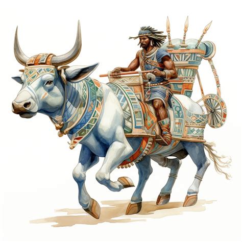 Premium AI Image | Ancient Egypt oxen pulling wagon
