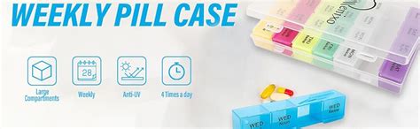 Qenixo® Weekly Pill Organizer 4 Times A Day, 7-Day, Monthly Medication ...