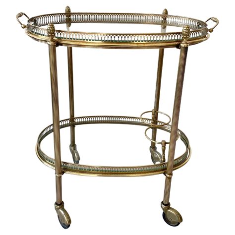 Classic Vintage French Brass Drinks Trolley Bar Cart For Sale at 1stDibs