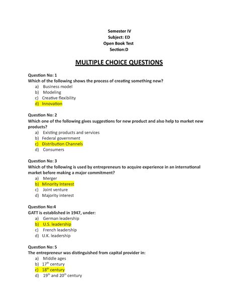 191404 Akshay Kumar Open book test Entrepreneurship - Semester IV ...