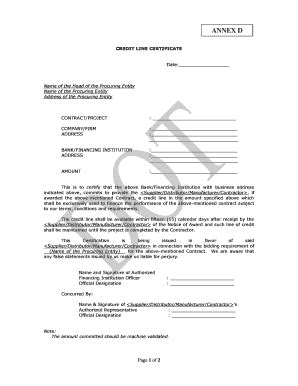 Credit Line Certificate Sample - Fill and Sign Printable Template Online