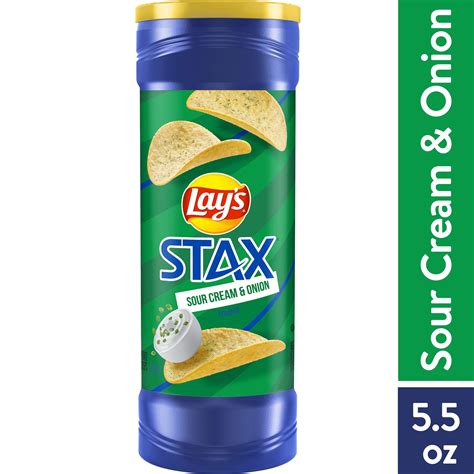 Lay's Stax Sour Cream & Onion Flavored Potato Chips, 5.5 oz Canister ...
