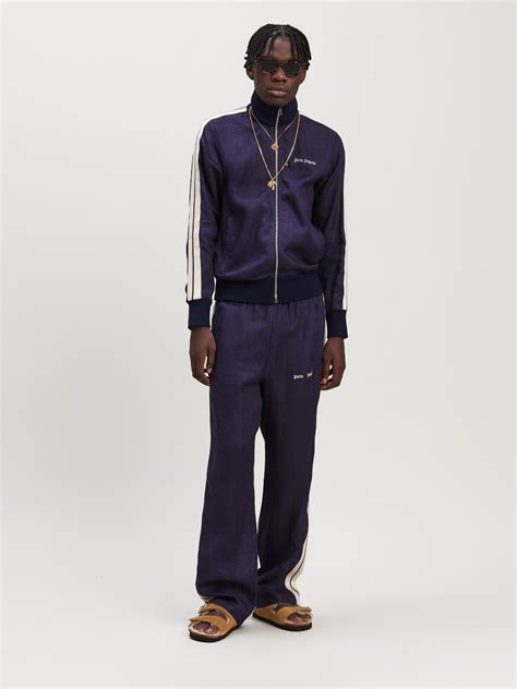 Logo Linen Track Pant in blue - Palm Angels® Official | Tracksuits for ...