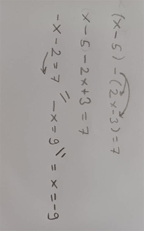 (x - 5) - (2x - 3) = 7 ise x=? 3 - Eodev.com