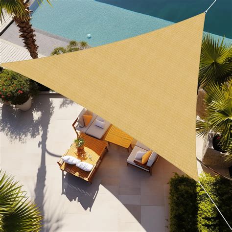 Shade&Beyond Triangle Sun Shade Sail 16'X16'X16' Permeable Canopy Sand ...