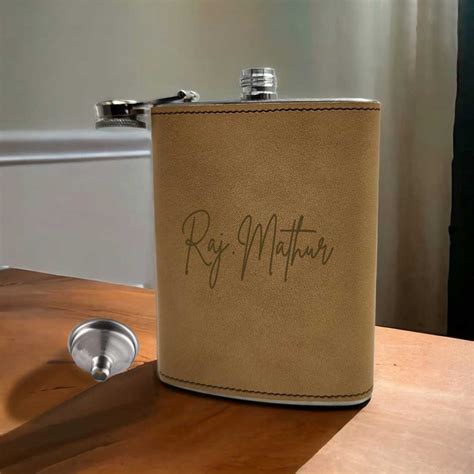 Custom Faux Leather Alcohol Flask With Funnel Engraved Hip Flasks ...