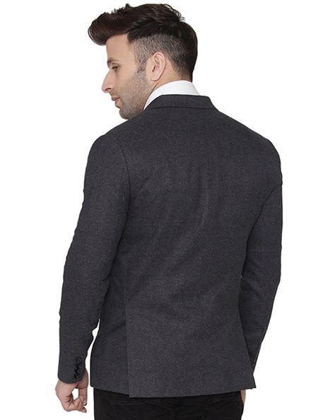 Buy Grey WINTAGE Solid Single-Breasted Blazer with Notched Lapel | AJIO