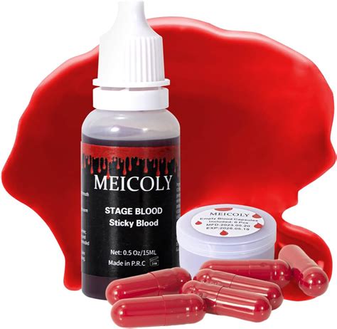 Amazon.com : MEICOLY 0.5OZ Edible Fake Blood with 6 Packs Empty ...