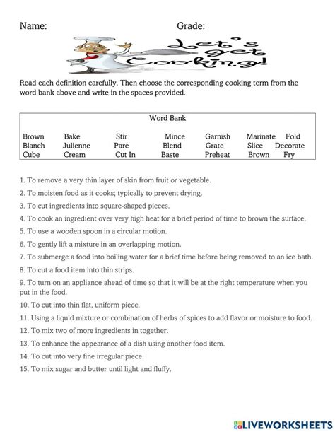 Basic Cooking Terms 的图像结果