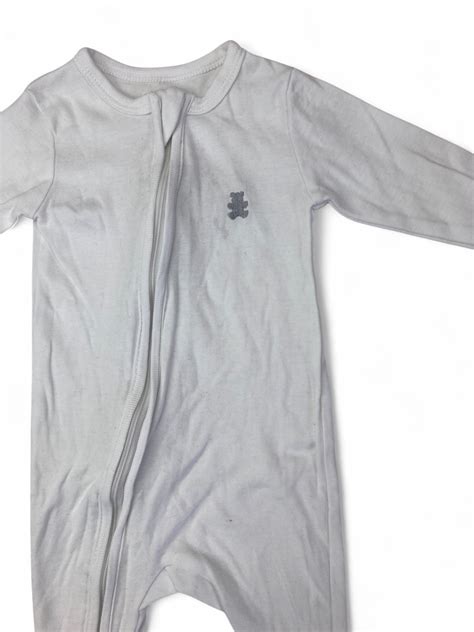 3-6M White Double Zip Onesie - Woolworths - Petit Fox
