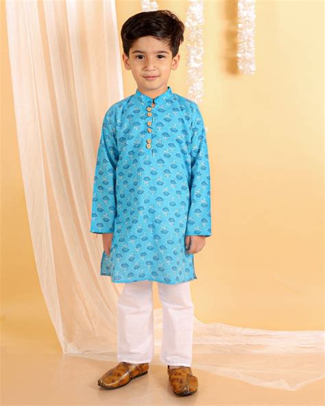 Ocean Blue Boys Dhoti Kurta Set | Available On The Mom Store