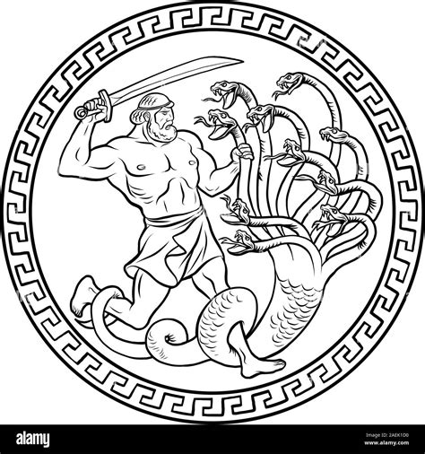 Lernaean Hydra. 12 Labours of Hercules Heracles Stock Vector Image ...