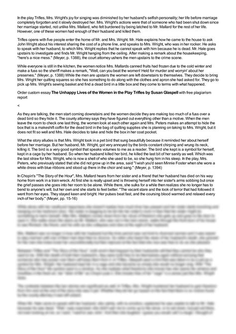 SOLUTION: The unhappy lives of the women in the play trifles by susan ...