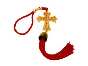 Catholic Liturgicals Red & Gold Metal Car Hanging Cross, Jesus Car ...