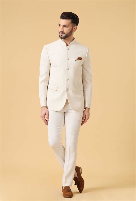 Textured Cream Bandhgala – Bonsoir