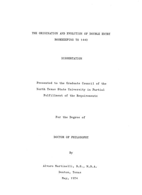The Origination and Evolution of Double-Entry Bookkeeping to 1440 - UNT Digital Library