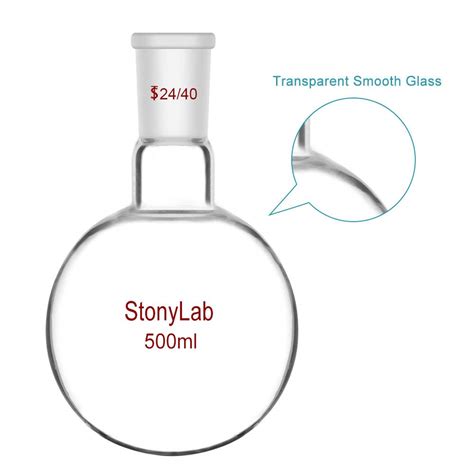 Buy StonyLab Glass 500ml Heavy Wall Single Neck 1 Neck Round Bottom ...