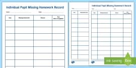 👉 A3 Homework Record Chart (teacher made) - Twinkl