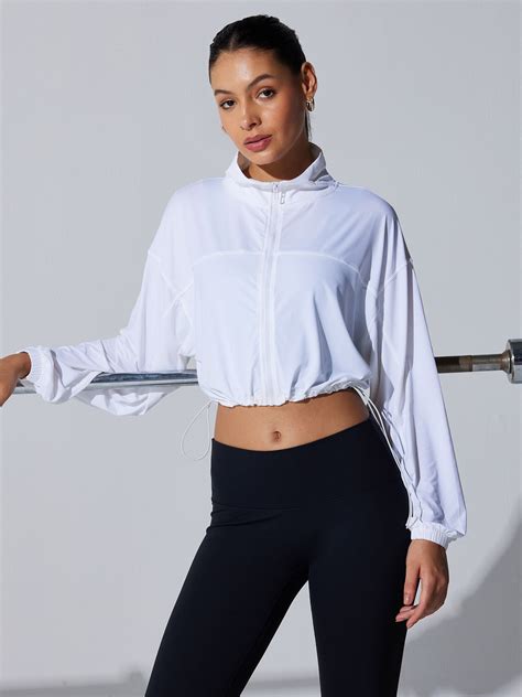 White Elevate 24/7 Cinch Jacket – CAVA Athleisure Pvt Ltd