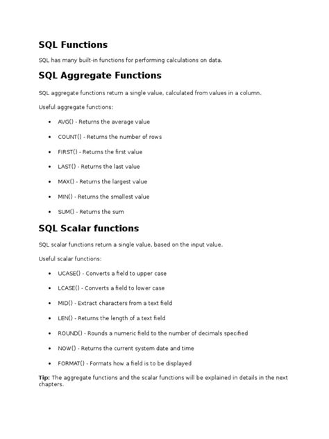 Functions in SQL with Examples 的图像结果