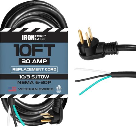 Amazon.com: Iron Forge Cable 10 Gauge Power Cord Replacement - 10ft,30 ...